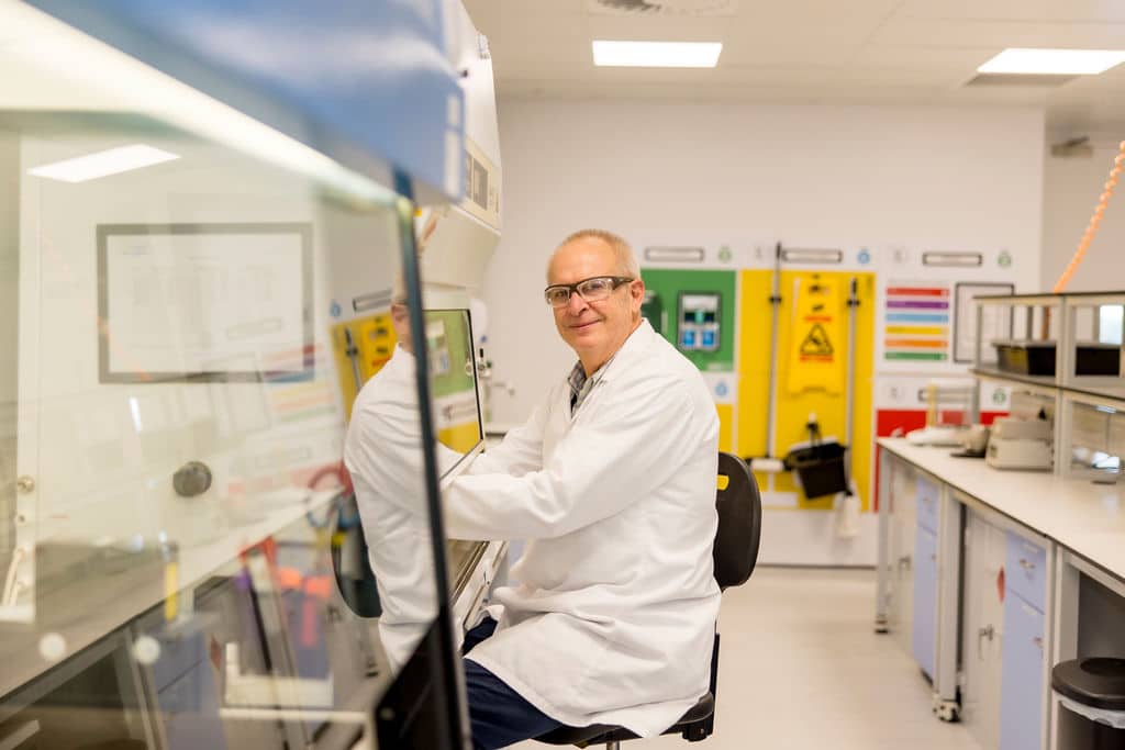 R &D Scientist formulating engineered disease state materials